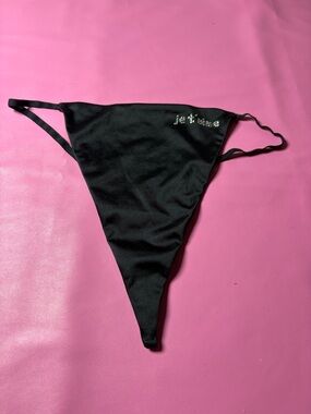 Victoria's Secret Black Rhinestone Accent Thong Bikini Bottom